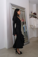 Celeste Beaded Mesh Dress in Black