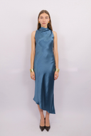 Cowl Bias Dress in Lagoon