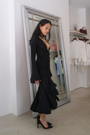 Celeste Beaded Mesh Dress in Black