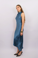 Cowl Bias Dress in Lagoon