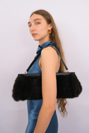Anna Sui Black Mink Faux Fur Handbag