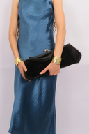 Anna Sui Black Mink Faux Fur Handbag