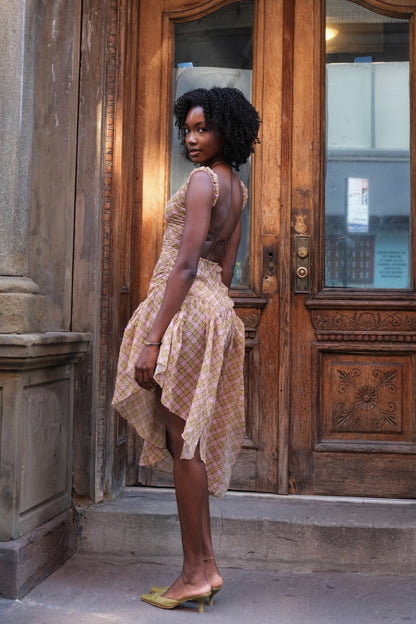 Plaid Puff Dress in Fenlü
