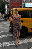 Plaid Puff Dress in Purple Tartan
