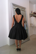 Bow Detail Pleated Pouf Dress