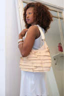 YSL Cream Rive Gauche Ruffle Mombasa Bag