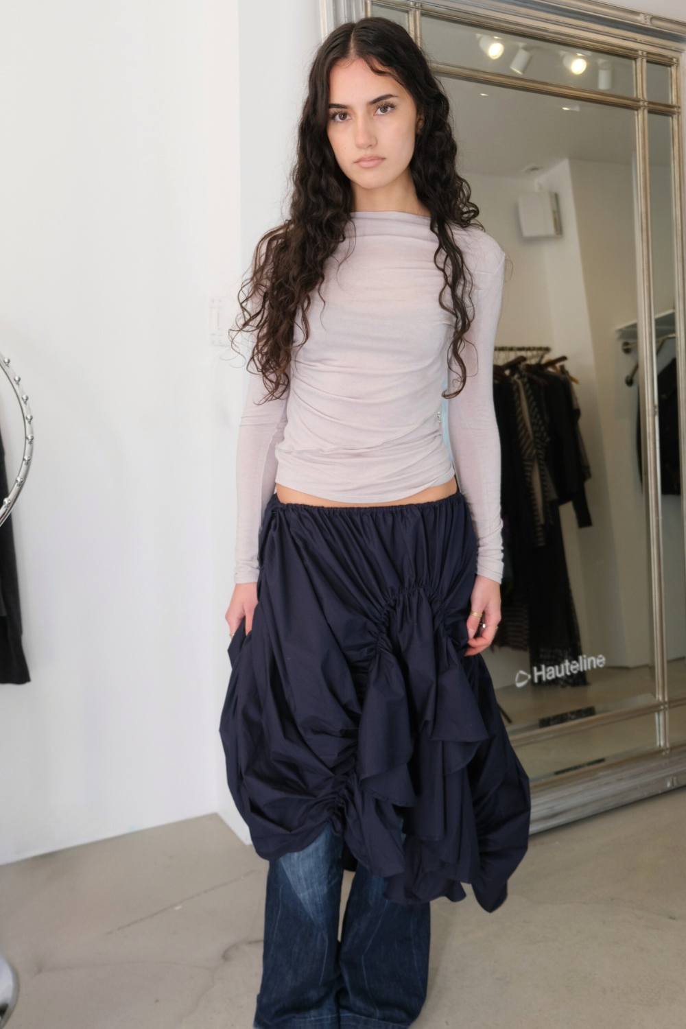 Venus Maxi Skirt in Navy