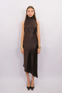 Cowl Bias Dress in Brown