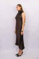 Cowl Bias Dress in Brown