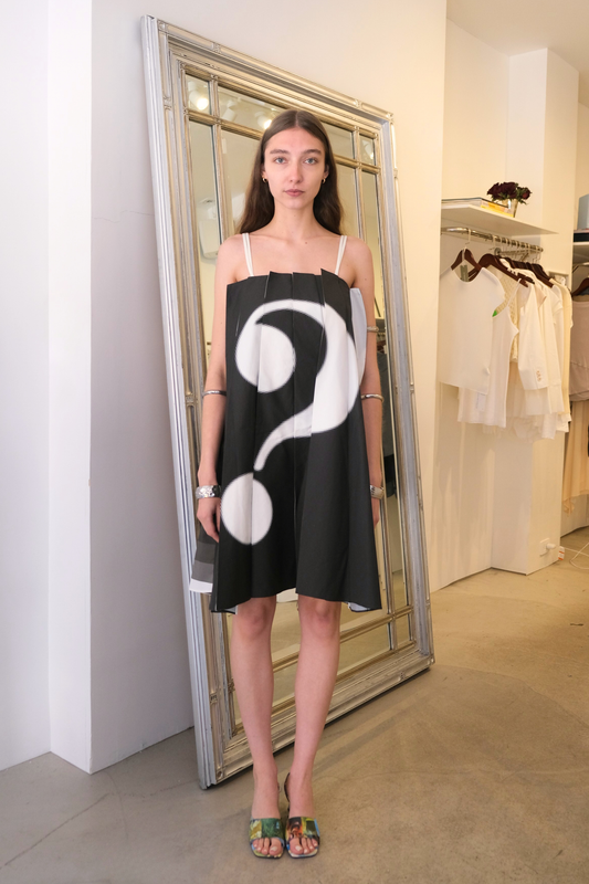 Lenticular Flip Pleat Question Spaghetti Dress