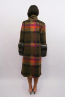 Brushed Wool Plaid and Charcoal Faux Fur Autumn Multi Coat