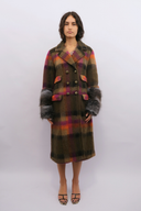 Brushed Wool Plaid and Charcoal Faux Fur Autumn Multi Coat
