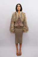 Lynx Faux Fur Grey Multi Cropped Jacket