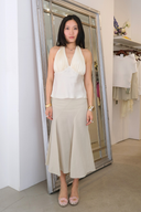 Ms. Pleat Top in Cream