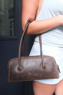 Soft Boston Baguette Bag in Washed Brown Pull-Up