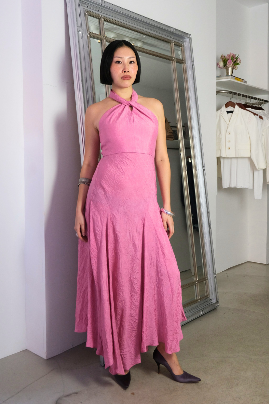 Nomia Scarf Bias Maxi Dress in Peony Hauteline Nomia Scarf Bias Maxi Dress in Peony Hauteline