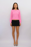 Pull Over Crop Sweater in Pink Crush