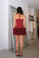 Hand-embroidered Rose Mini Skirt