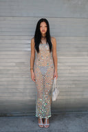 Fishnet Maxi Dress Blue Unlined