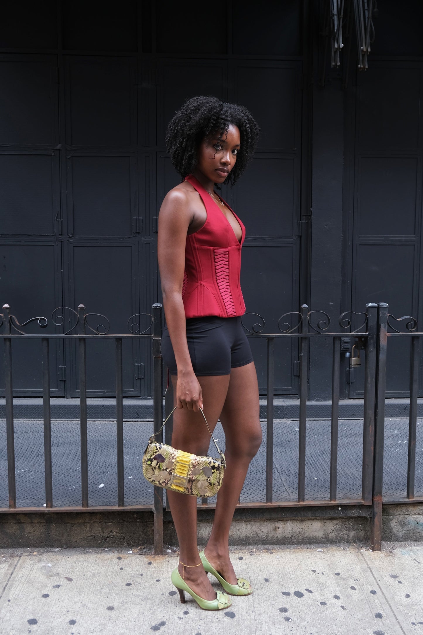 Julia Halterneck Corset Top Red