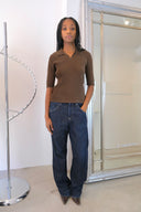 Issey Miyake Pleats Please Brown Quarter Sleeve
