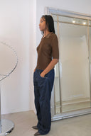 Issey Miyake Pleats Please Brown Quarter Sleeve