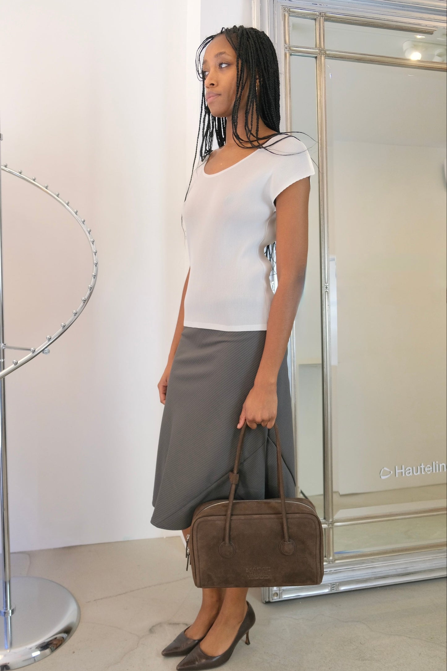 Issey Miyake Pleats Please Scoop Neck White Short Sleeve