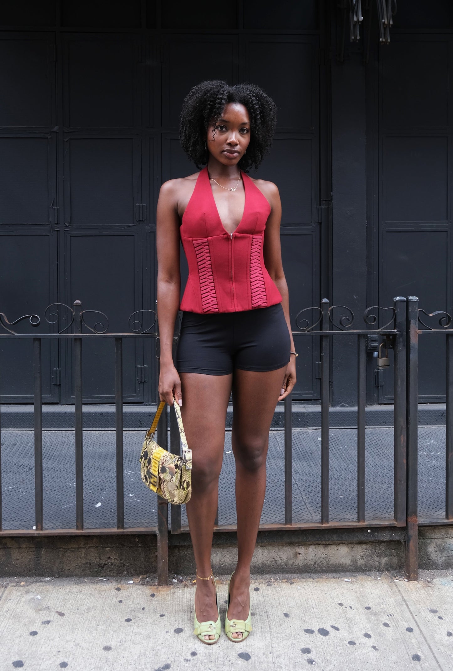 Julia Halterneck Corset Top Red