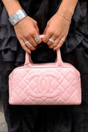 Chanel Pink Quilted Caviar Leather CC Bowler Bag