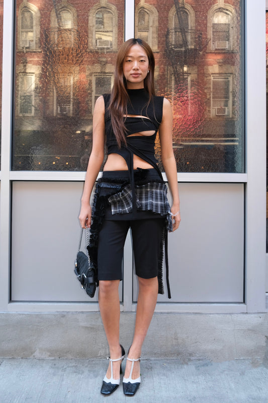 Pleats Layered Bermuda Shorts