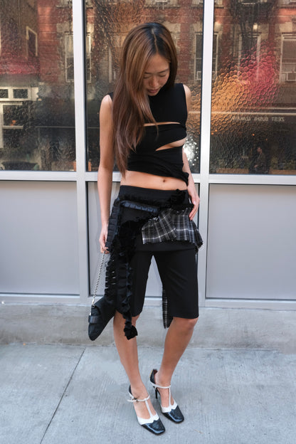 Pleats Layered Bermuda Shorts
