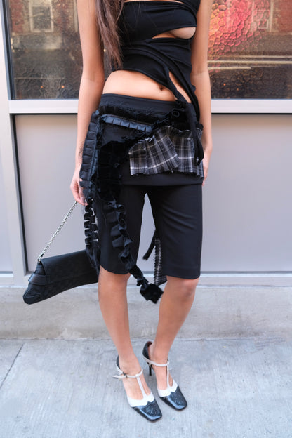 Pleats Layered Bermuda Shorts