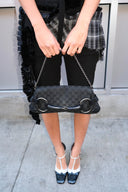 Gucci Black Monogram Horsebit Chain Bag