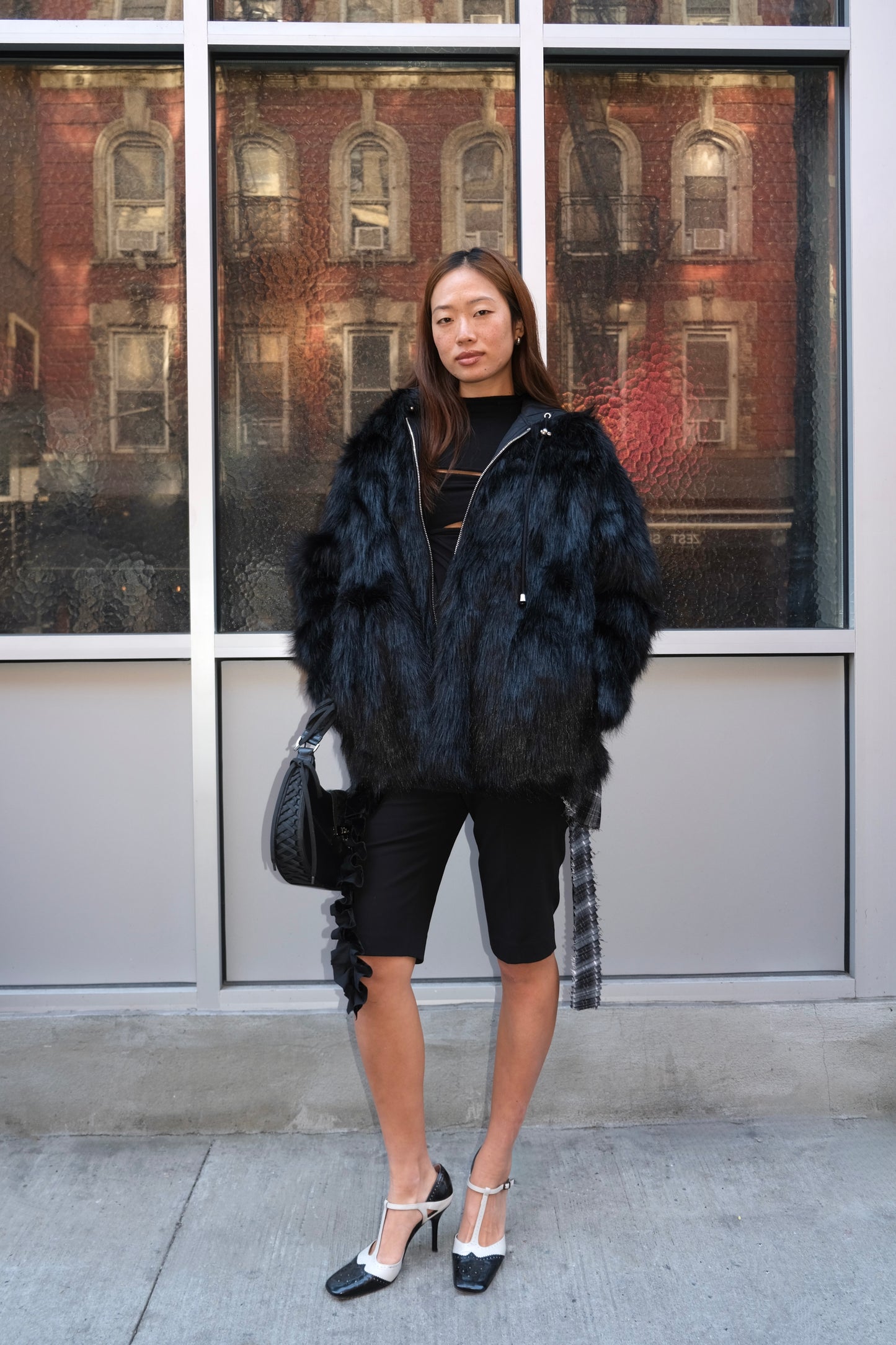 Reversible Faux Fur Hood Jacket