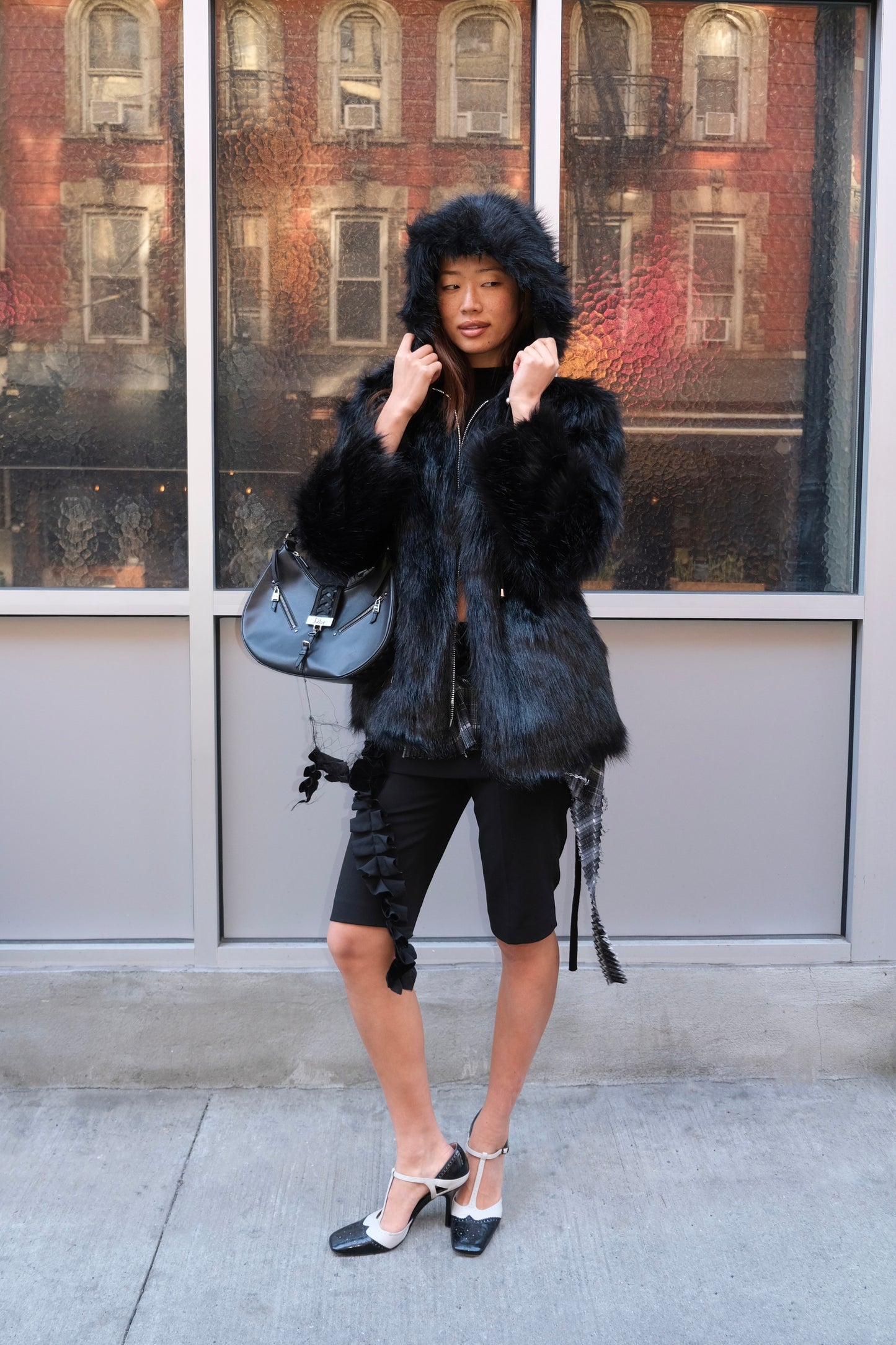 Reversible Faux Fur Hood Jacket