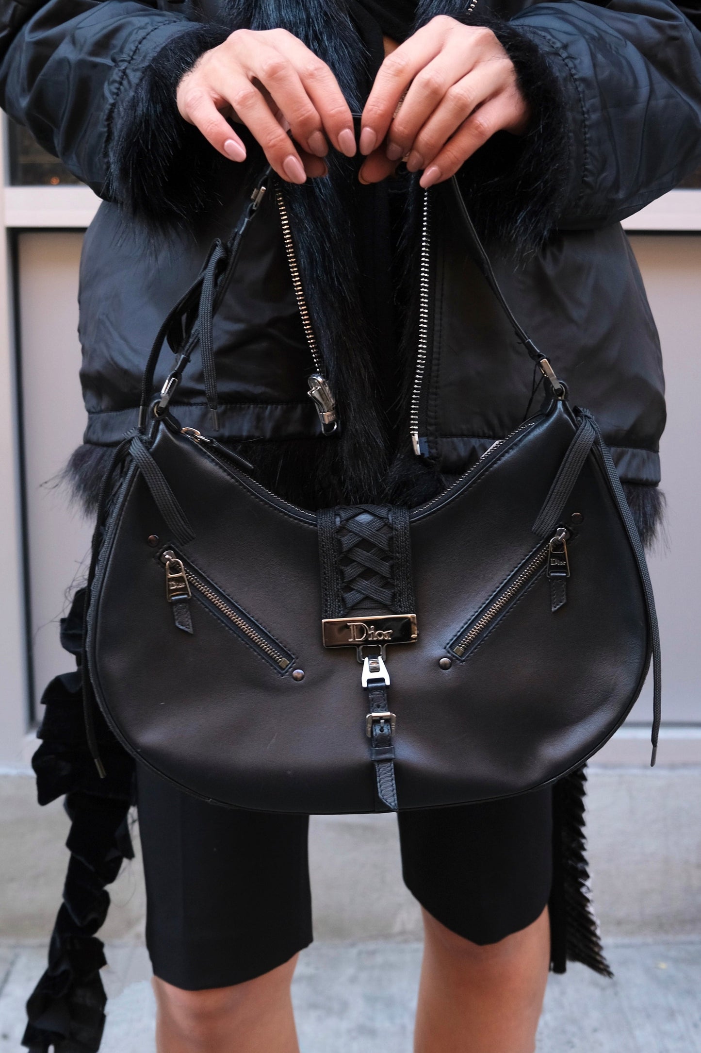 Dior Black Leather Corset Bag