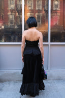 Velvet Rolled Waist Tiered Skirt