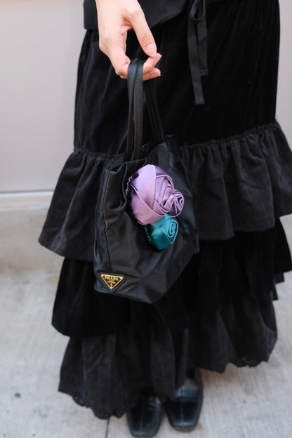 Prada Rose Appliqué Top Handle Bag