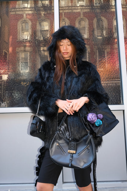 Reversible Faux Fur Hood Jacket