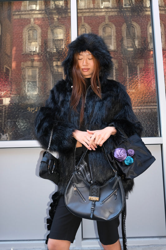 Reversible Faux Fur Hood Jacket (Final Sale)