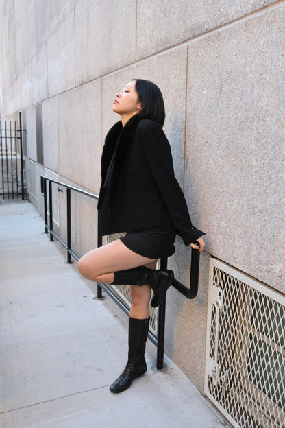 Vintage Valentino Fur Trim Wrap Blazer