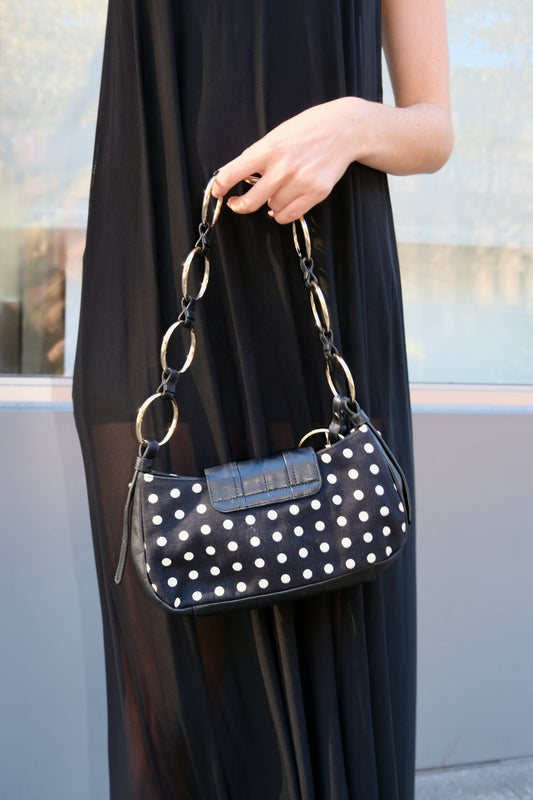 YSL Black Polka Dot Criss Cross Bag