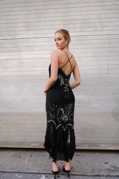 Vintage Embellished Bias Cut Gown