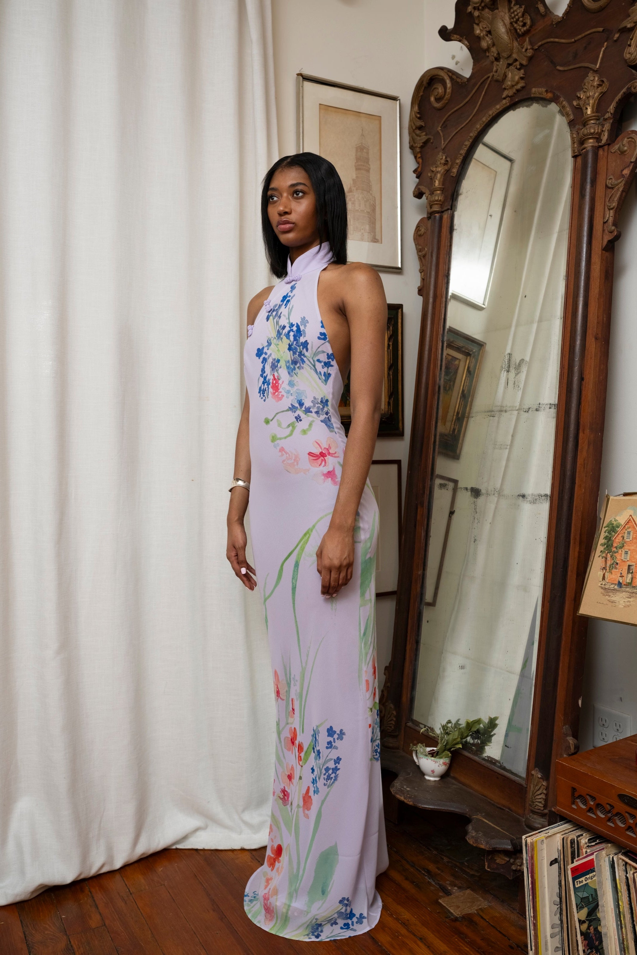 white christmas dresses Sau Lee Gillian Dress in Lavender Multi