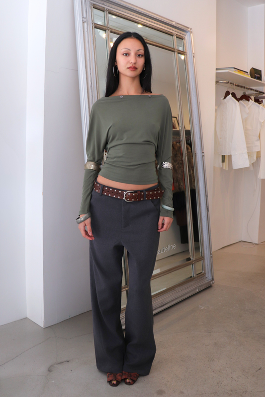 Ballad Button Top in Green