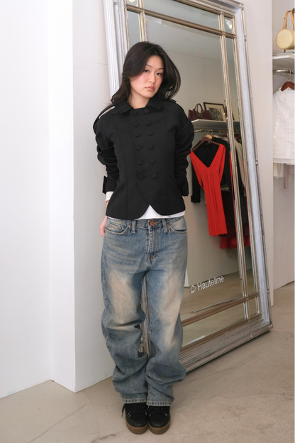 Victoria Double-Button Jacket in Black