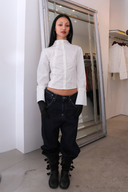 Long Sleeve Poet Shirt in White