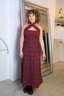 Pia Red Check Midi Dress