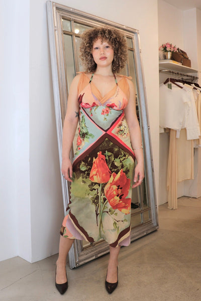 Jean Paul Gaultier Floral Patchwork Silk Dress SS 2001 – Hauteline