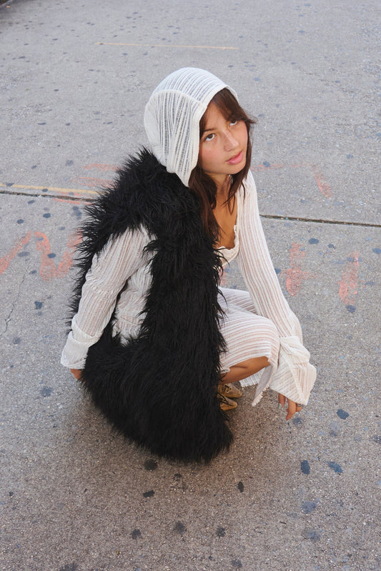 Fur Black Shag Tote